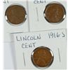 Image 1 : LOT OF ( 3 ) 1916-S LINCOLN CENTS, XF/AU