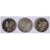 Image 1 : LOT OF ( 3 ) 1921 MERCURY DIMES, GOOD