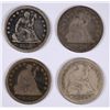 Image 1 : LOT OF ( 4 ) SEATED QUARTERS: 1854, 1873, 1876-CC AND 1858, GOOD-FINE
