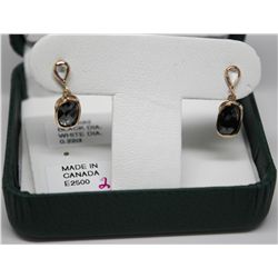 14KT GOLD BLACK DIAMOND (2.08ct) & WHITE DIAMOND (0.22ct) EARRINGS