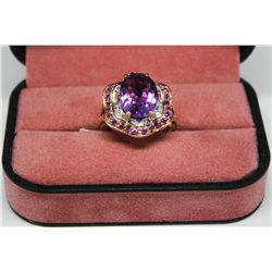 STERLING SILVER AMETHYST (7.90ct) RING