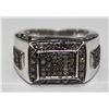 Image 1 : STERLING SILVER BROWN DIAMOND (0.30ct) HEAVY SILVER GENTS RING