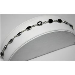 14KT WHITE GOLD SAPPHIRE (13.90ct) & DIAMOND (0.40ct) BRACELET
