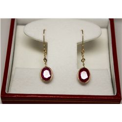 14KT GOLD RUBY (3.45ct) & DIAMOND EARRINGS