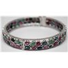 Image 2 : STERLING SILVER SAPPHIRE, RUBY & EMERALD (25.0ct) BANGLE
