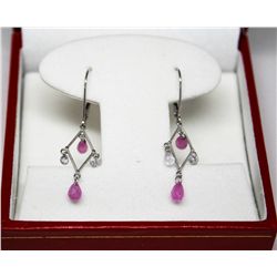 10KT WHITE GOLD TOURMALINE & WHITE SAPPHIRE EARRINGS