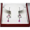 Image 1 : 10KT WHITE GOLD TOURMALINE & WHITE SAPPHIRE EARRINGS