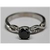 Image 3 : 14KT WHITE GOLD BLACK DIAMOND (0.70ct) & 18 SIDE WHITE DIAMONDS (0.12cT) RING