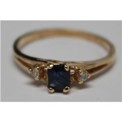 14KT GOLD SAPPHIRE (0.50ct) & DIAMOND RING