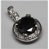Image 1 : 14KT WHITE GOLD BLACK DIAMOND (0.92ct) & WHITE DIAMOND (0.16ct) PENDANT