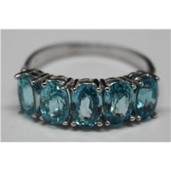 10KT WHITE GOLD BLUE ZIRCON RING
