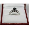 Image 1 : 14KT WHITE GOLD BLACK DIAMOND (1.33ct) & 8 SIDE WHITE DIAMONDS (0.12ct) RING