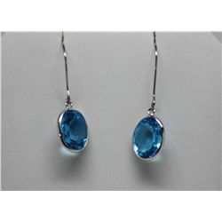 14KT WHITE GOLD BLUE TOPAZ EARRINGS