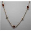 Image 2 : 10KT GOLD GARNET & WHITE QUARTZ NECKLACE