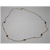 Image 4 : 10KT GOLD GARNET & WHITE QUARTZ NECKLACE