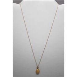 14KT GOLD OPAL & DIAMOND PENDANT NECKLACE