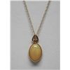 Image 2 : 14KT GOLD OPAL & DIAMOND PENDANT NECKLACE
