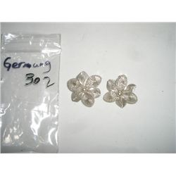 VINTAGE *VERY RARE* BEAUTIFUL EARRINGS STAMPED *GERMANY* WITH VERY UNIQUE FLOWER DESIGN AND CLIP BAC