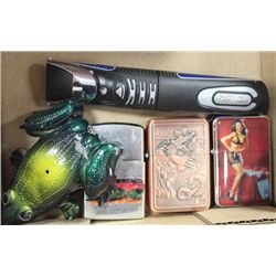 BOX W/ 4 LIGHTERS & GILETTE FACIAL HAIR SYTLER
