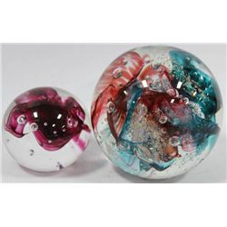 2 ART GLASS BALLS
