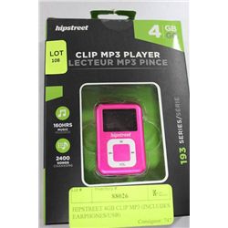 HIPSTREET 4GB CLIP MP3 (INCLUDES EARPHONES/USB)