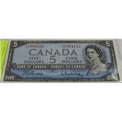 SCARCE GEM UNC 1954 $5 NOTE