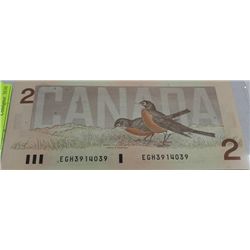 GEM UNC 1986 "ROBIN" $2 NOTE