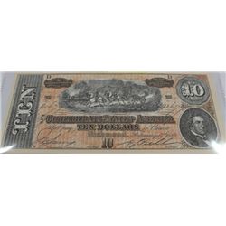 GEM UNC 1864 CONFEDERATE $10 REPLICA NOTE