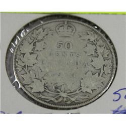 1913 GEORGE V SILVER 50 CENT 1ST YEAR ISSUE