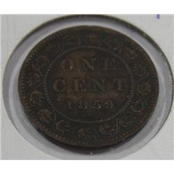 1859 PROVINCE OF CANADA QUEEN VICTORIA LARGE CENT