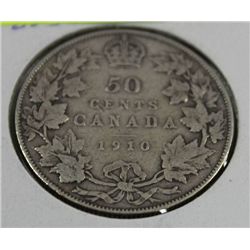 1910 EDWARD VII SILVER 50 CENT PIECE