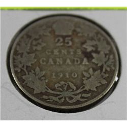 1910 EDWARD VII SILVER 25 CENTS