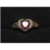 Image 1 : 10K RUBY HEART & DIAMOND RING