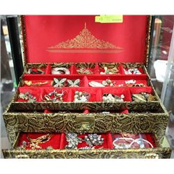 LARGE ESTATE JEWELLERY BOX W CONTENTS