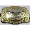 Image 1 : LARGE BULL'S HAD BELT BUCKLE-GOLD/SILVER