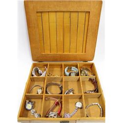 BAMBOO CASE FILLED W/ JEWELLERY