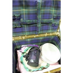 BAMBOO CHEST W/ CONTENTS