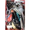 Image 1 : RED CRATE FULL OF TOOLS & HARDWARE
