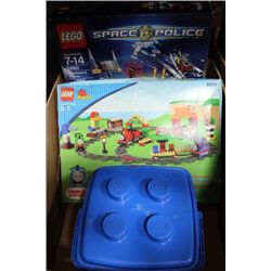 BOX W/ 2 BOXES AND 1 BIN OF LEGO