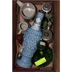 ESTATE BOX OF COLLECOTR BOTTLES AND CUPS