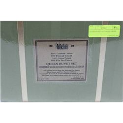 QUEEN DUVET SET 600 TC GREEN