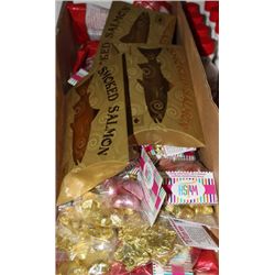 BOX W/ ASST CHOCOLATES AND SMOKED SALMON