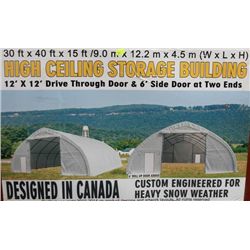 NEW 30' X 40' X 15' HIGH CIELING STORAGE BUILDING
