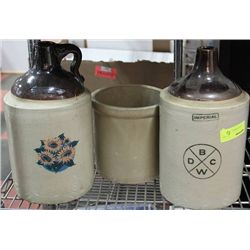 ESTATE 3 PC CROCK AND LIQUOR JUG COLLECTION