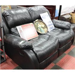 BLACK LEATHER RECLINING LOVE SEAT