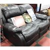 Image 1 : BLACK LEATHER RECLINING LOVE SEAT