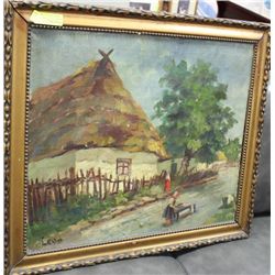 100 YR OLD EUROPEAN SIGNED OIL ON CANVAS