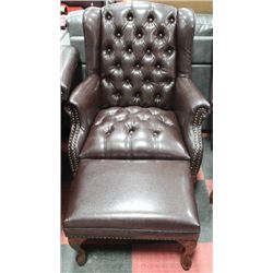 NEW CHOCOLATE BROWN LEATHERETTE WING BACK PARLOUR