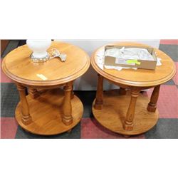 PAIR OF LIGHT OAK SIDE TABLES