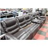 Image 2 : NEW CHOCOLATE BROWN LEATHER RECLINING SOFA W
